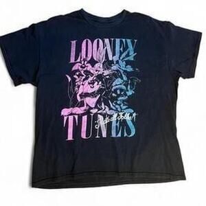 Vintage Looney Tunes Graphic T Shirt Mens XL Black Warner Bros Cartoon Tee
